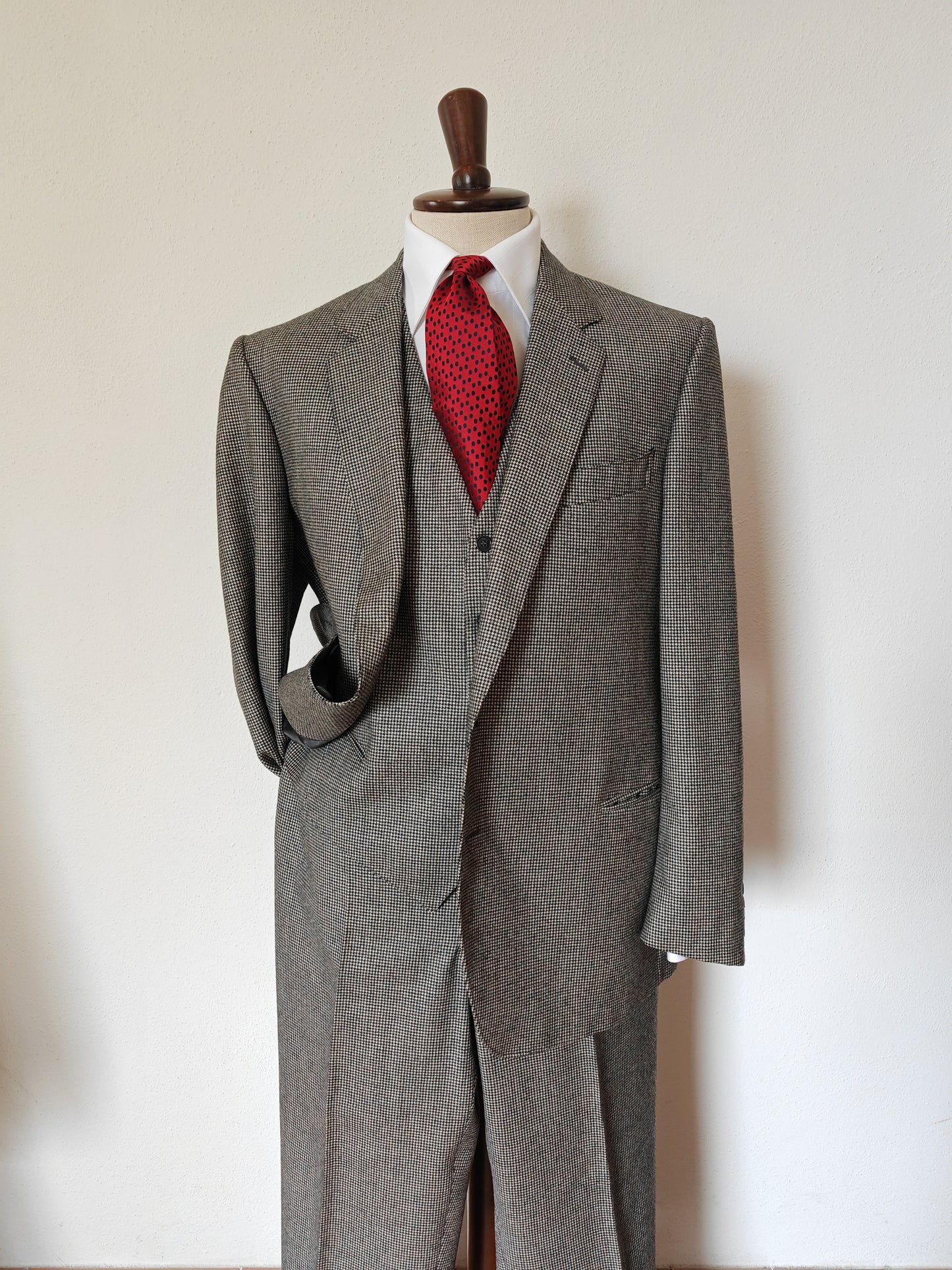 Completo 3 pezzi anni '70 pied-de-poule - tg. 56/58