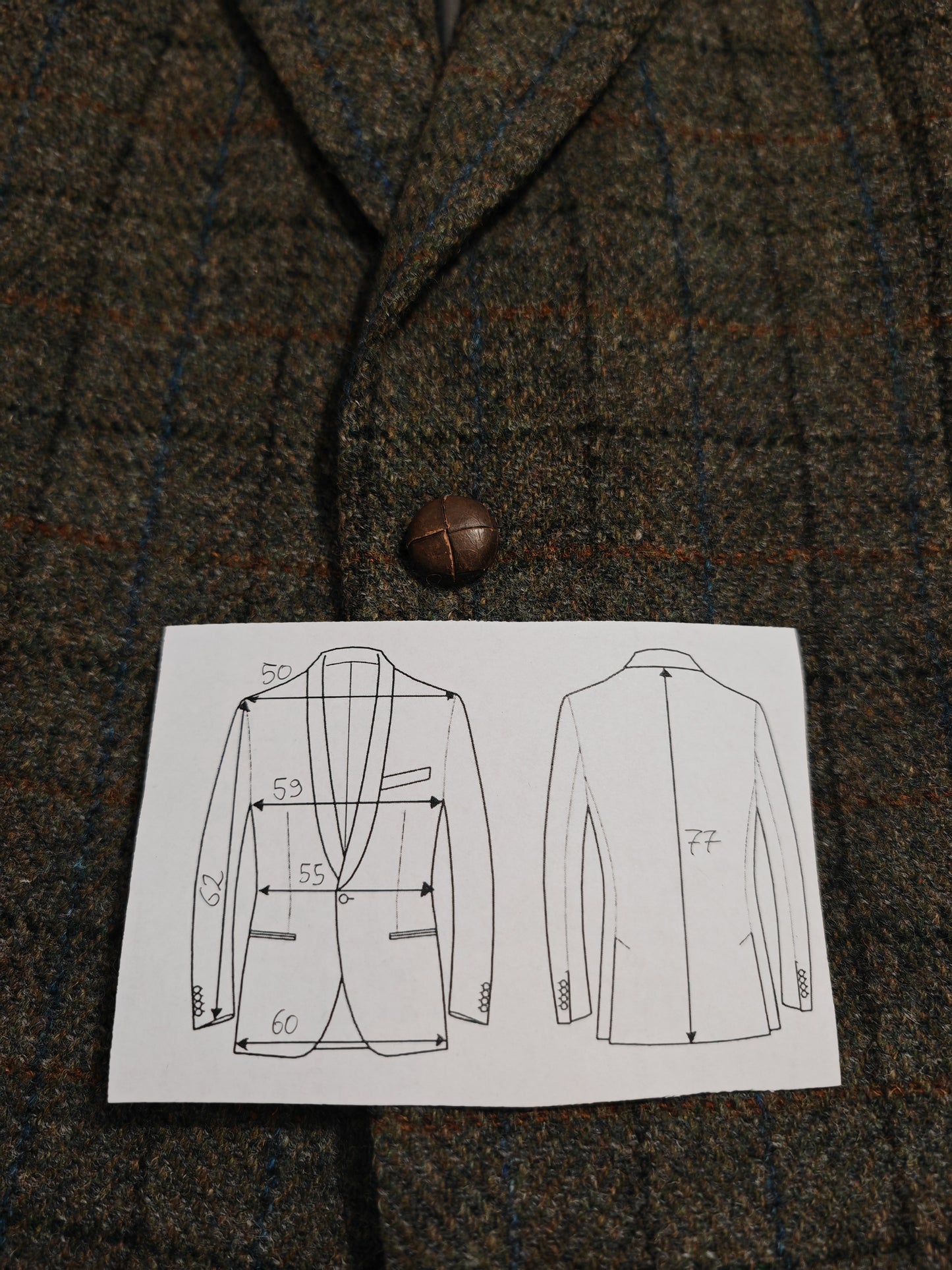 Giacca anni '80 in Harris Tweed finestrato - tg. 52/54