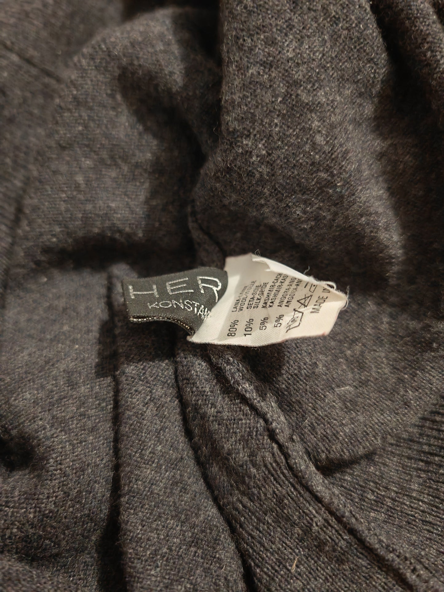 Maglione dolcevita color antracite in misto lana, seta, cashmere e angora - L