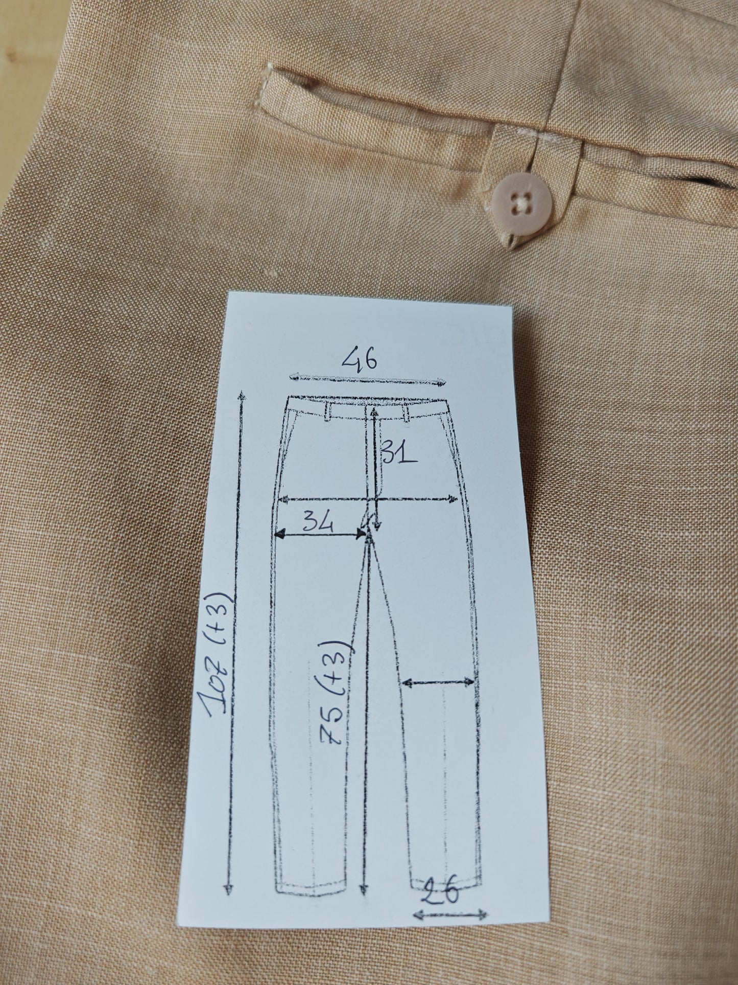 Pantalone anni '70 in tela misto lana beige - tg. 50