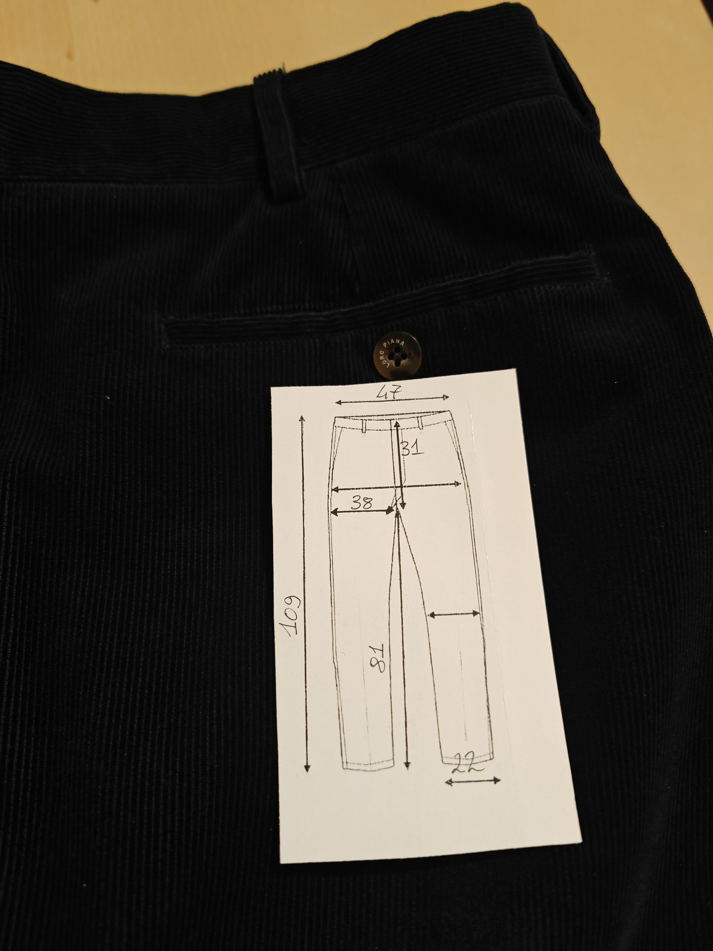 Pantalone Loro Piana in velluto a coste puro cotone - tg. 54