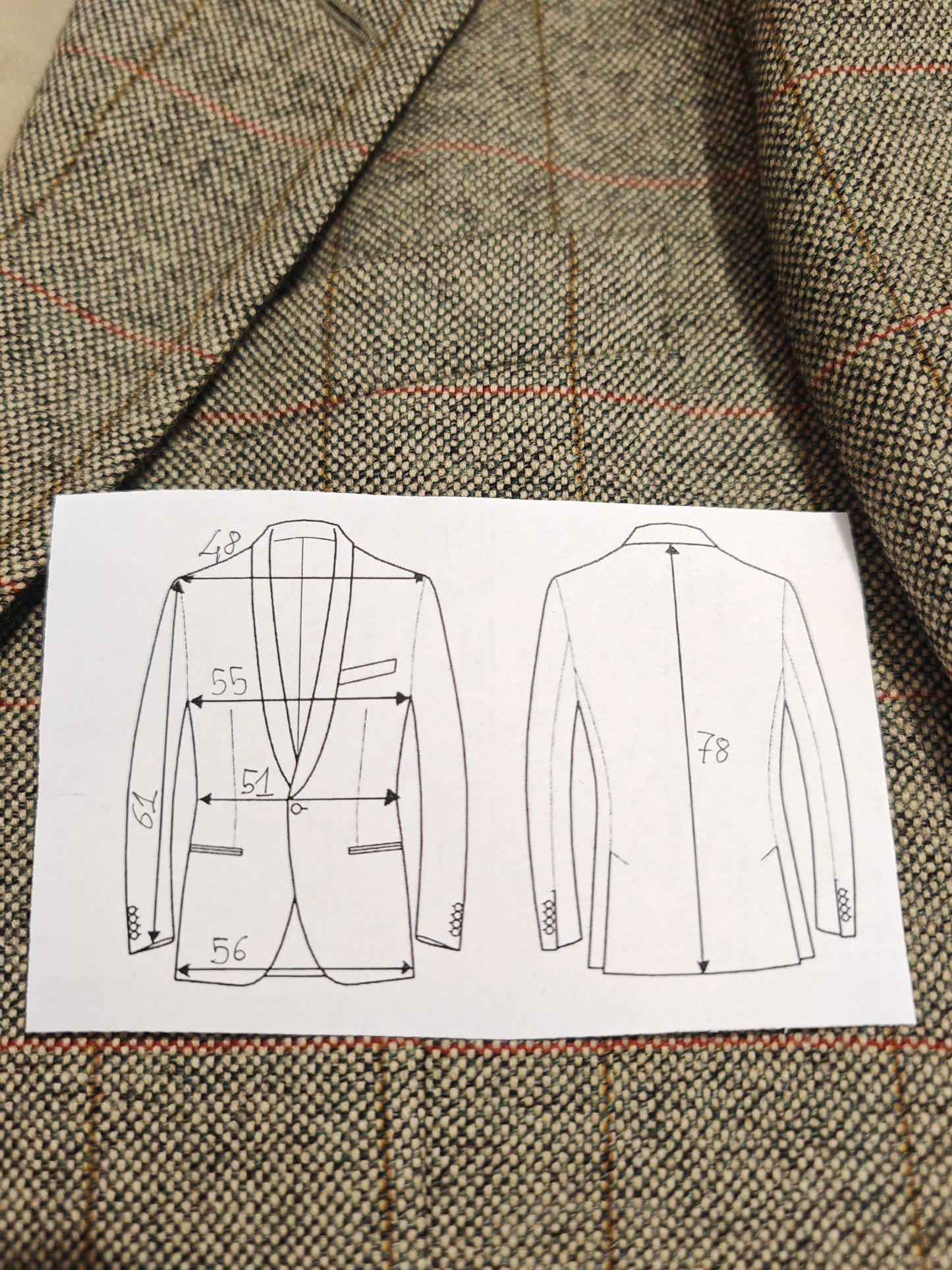 Giacca anni '80 in tweed cachi finestrato - tg. 50