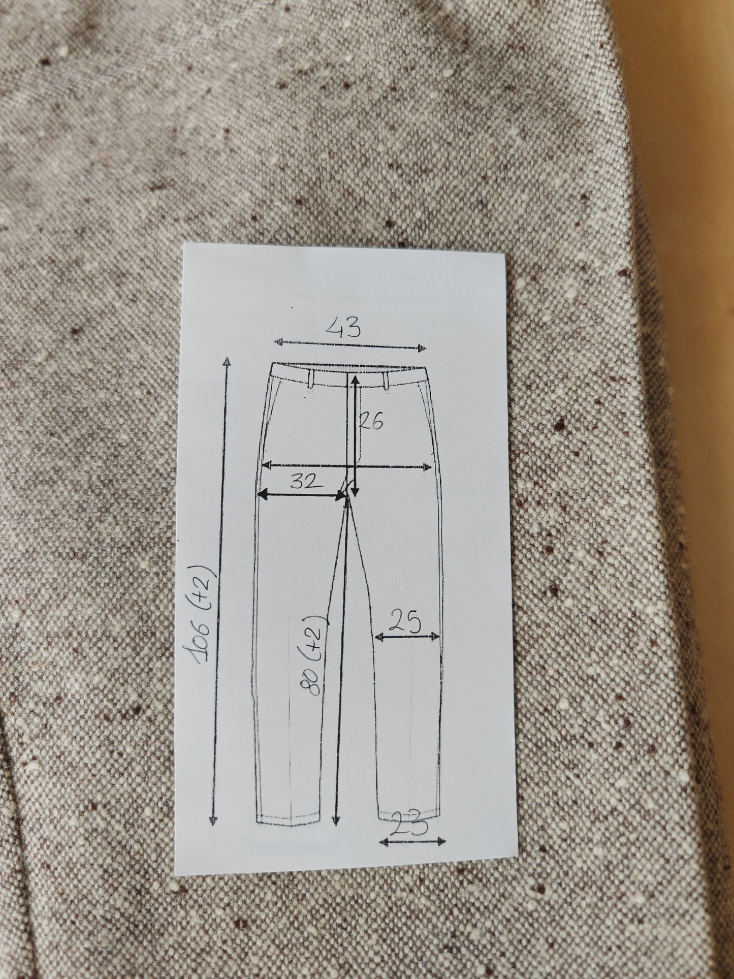 Pantalone sartoriale anni '70 in donegal tweed ecru - tg. 46