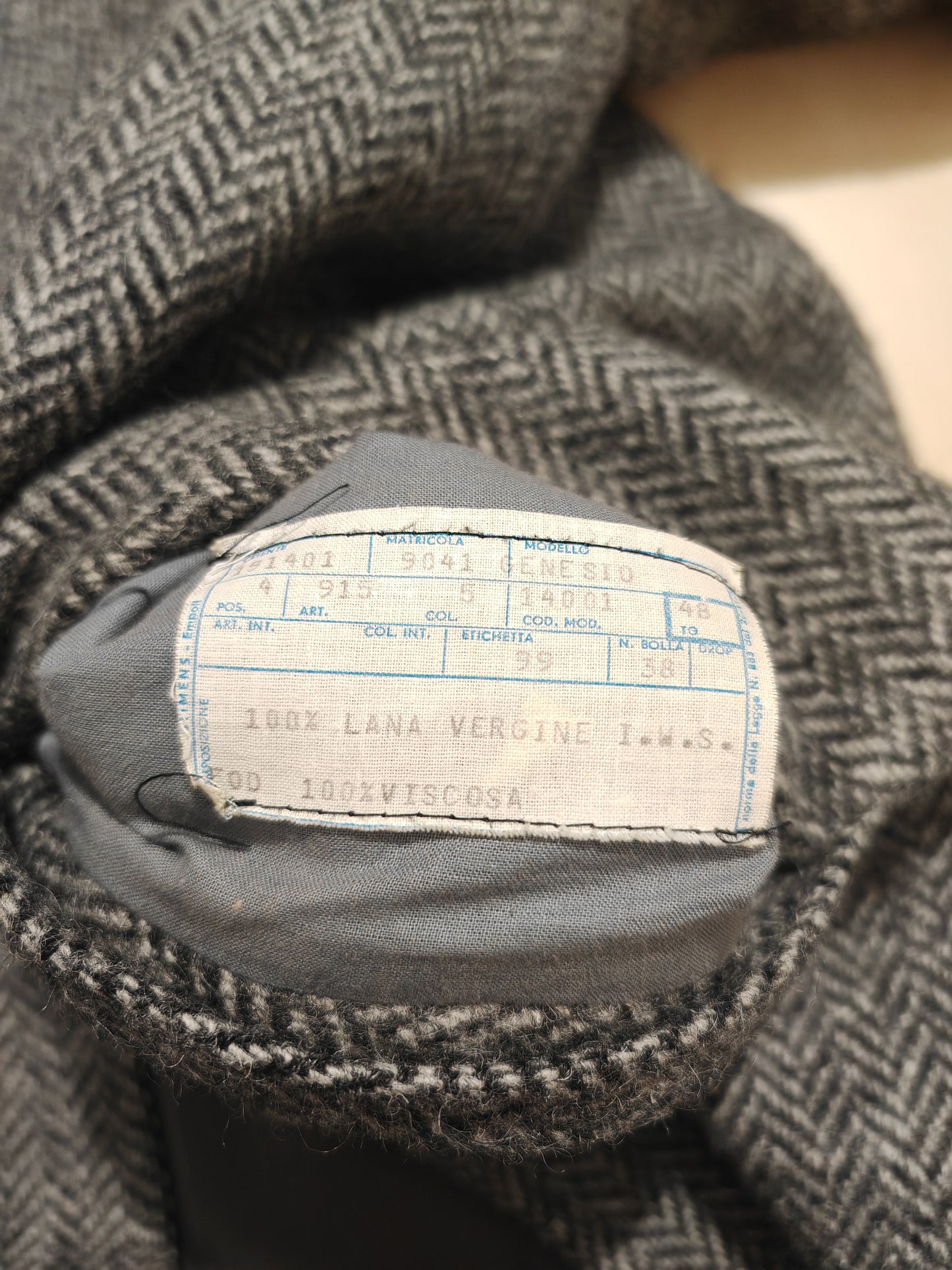 Cappotto anni '80 raglan in tweed spigato grigio - tg. 46-50