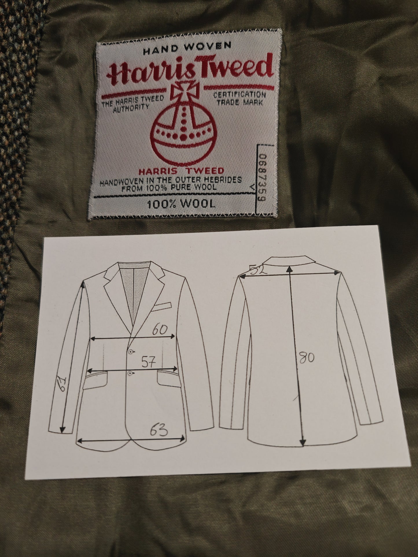 Giacca in Harris Tweed verde/azzurro - tg. 56