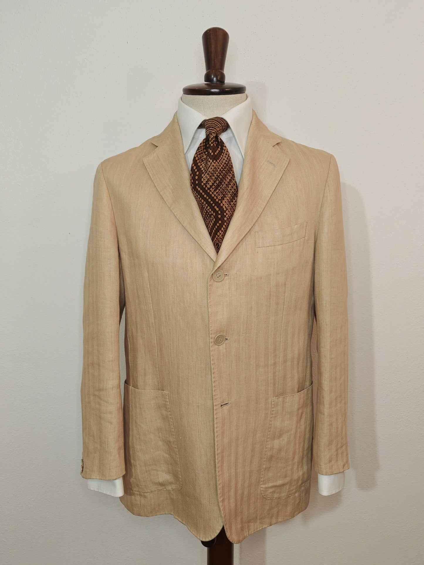 Herringbone jacket in pure linen - size 50
