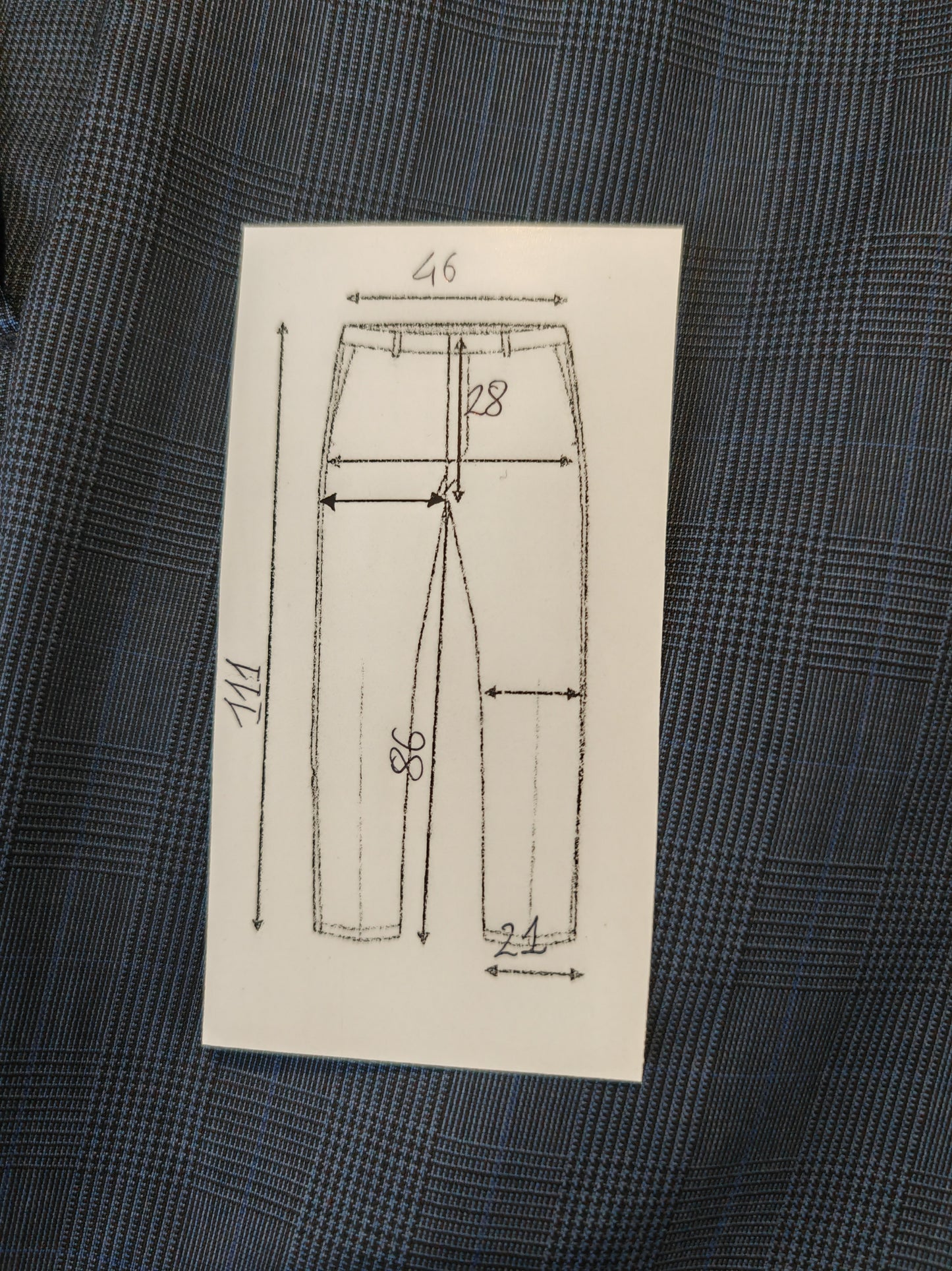 Pantalone principe di Galles blu in fresco lana - tg. 52