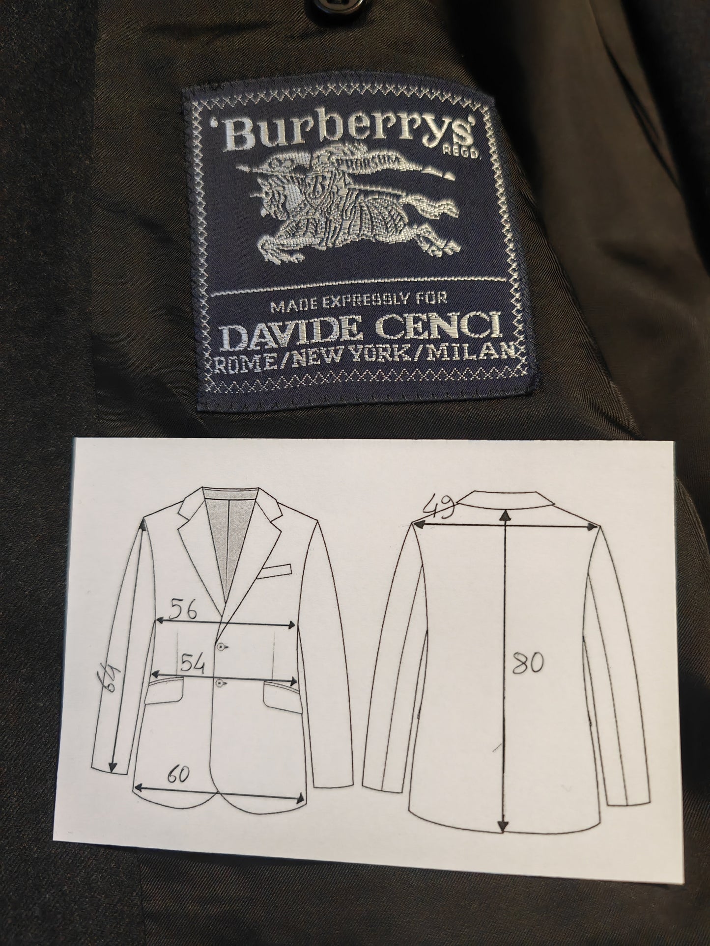 Giacca Burberrys anni '90 in flanella grigio antracite - tg. 50/52