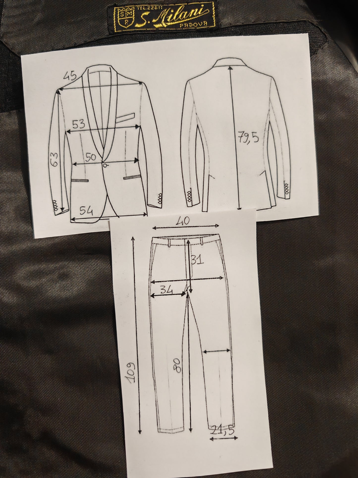 Completo sartoriale anni '50 doppiopetto in flanella grigia - tg. 46/48