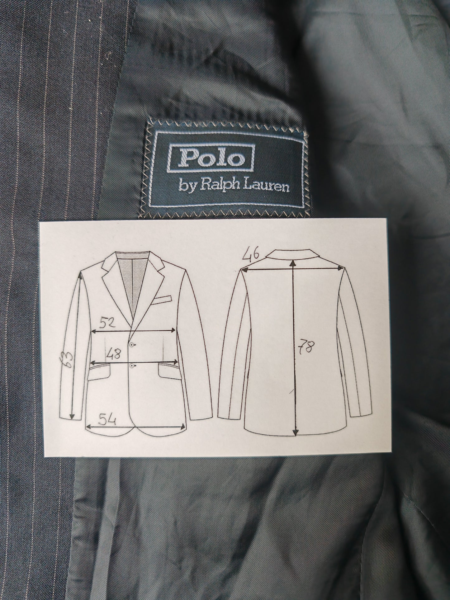 Giacca Polo Ralph Lauren in fresco lana blu gessata - tg. 48