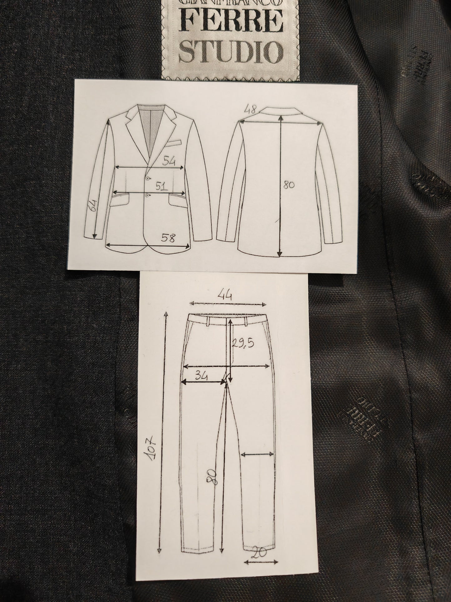 Completo Gianfranco Ferré in flanella blu-grigio - tg. 50