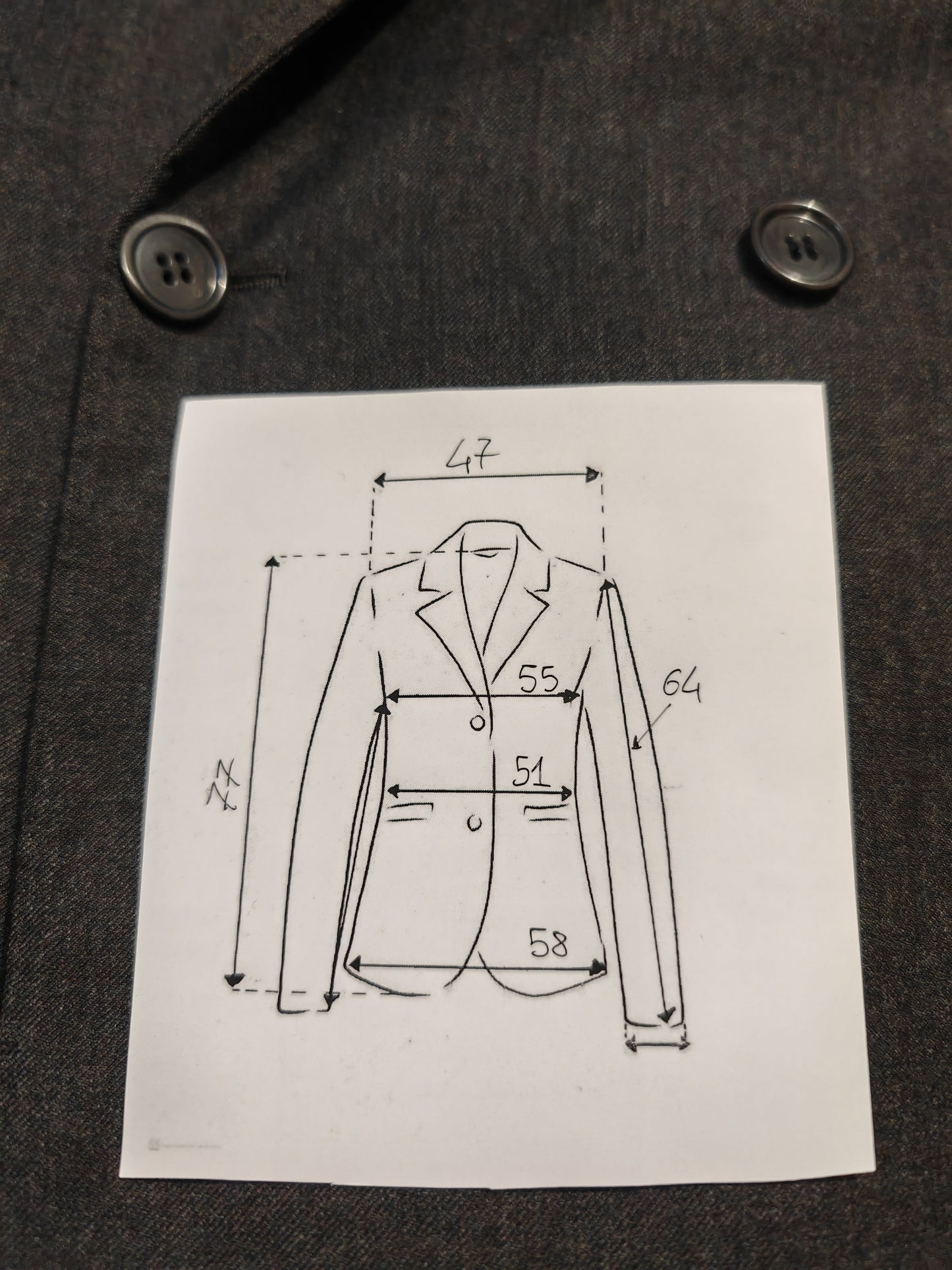 Giacca doppiopetto 2×1 in flanella grigia (full canvas) - tg. 50