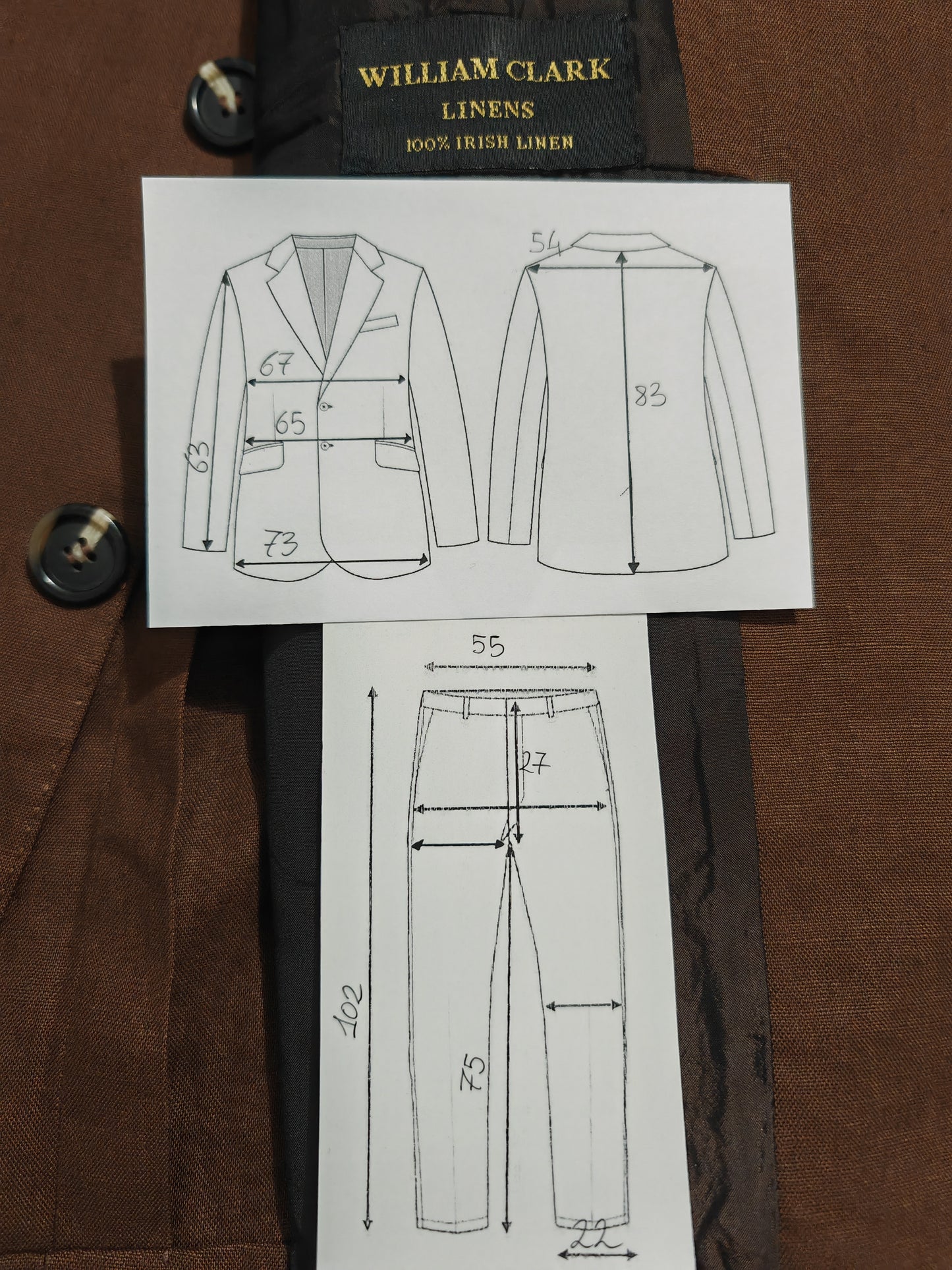 Completo sartoriale estivo in puro lino irlandese - tg. 60