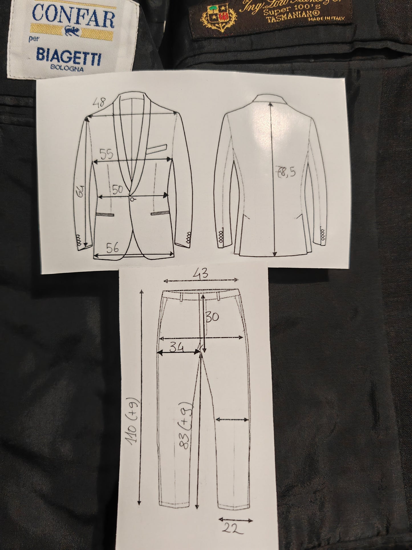 Completo grigio antracite in flanella Tasmania Loro Piana - tg. 50