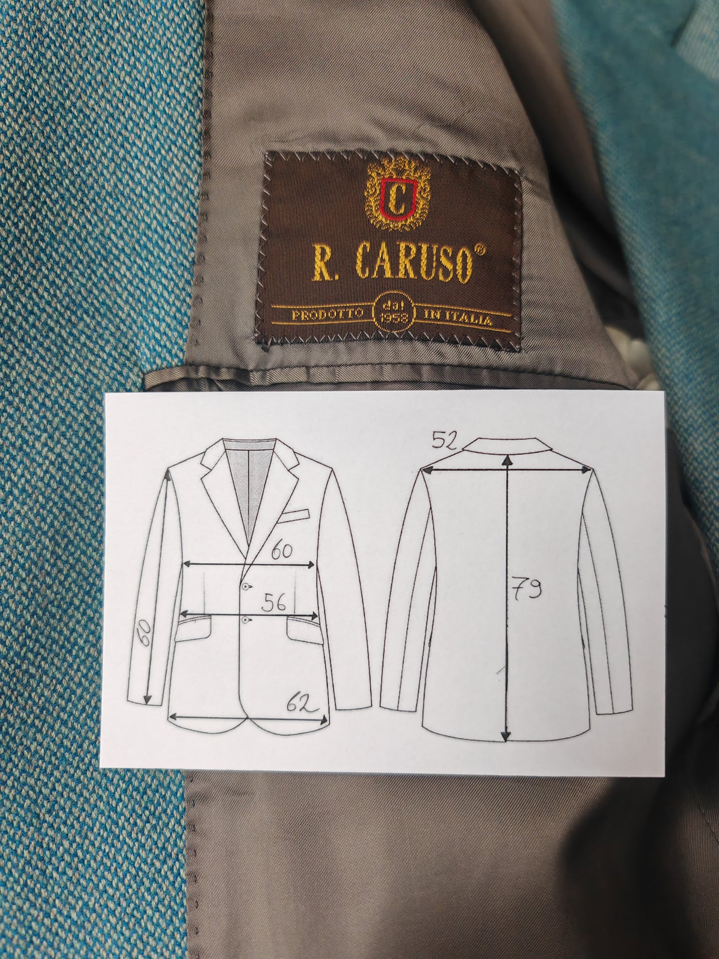 Giacca Caruso turchese in lana e cashmere - tg. 56