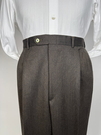 Pantaloni flanella marrone spigato - tg. 56/58