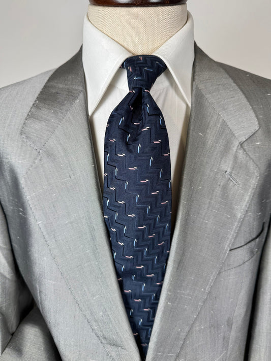 Cravatta Valentino blu chevron jacquard