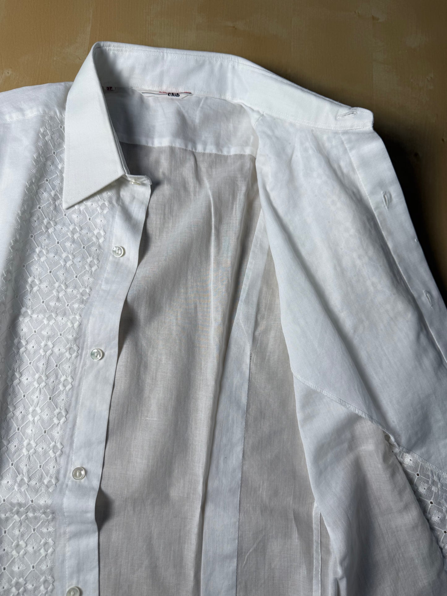Camicia da sera anni ‘70 con ricamo - XXS, collo 38