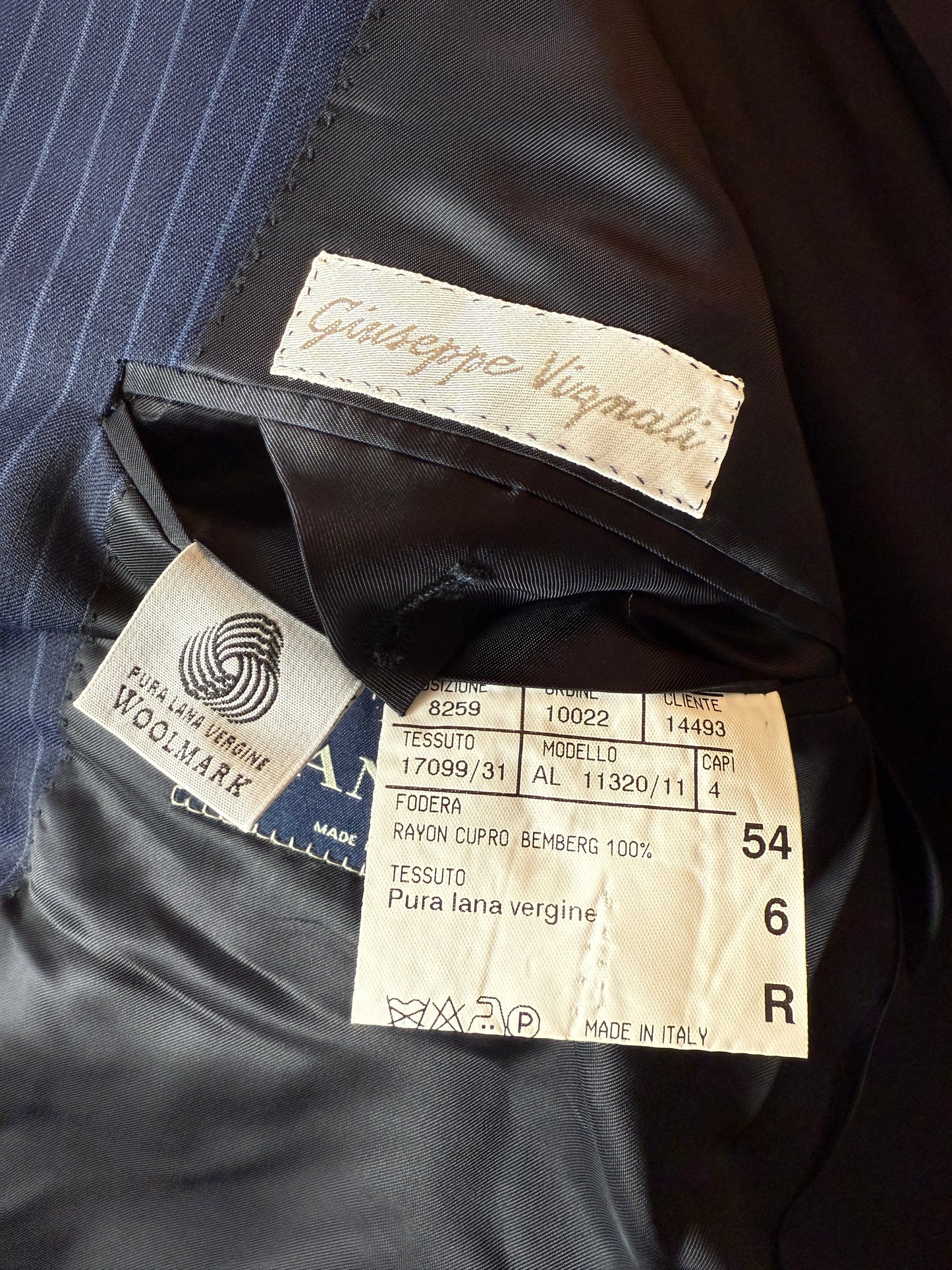 Completo Canali lana pettinata blu gessato - tg. 54