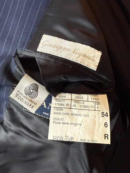 Completo Canali lana pettinata blu gessato - tg. 54