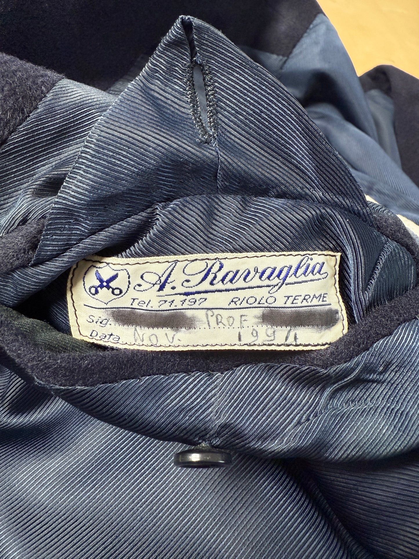 Navy blazer sartoriale anni ‘90 in panno lana e cashmere - tg. 48