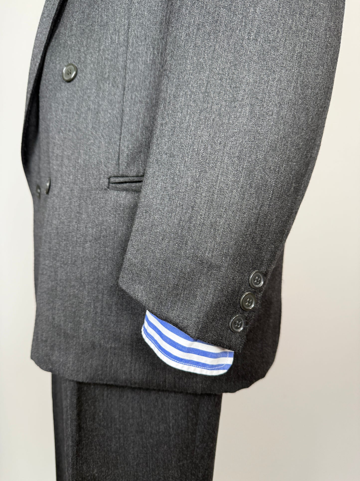 Completo doppiopetto anni ‘80 flanella antracite - tg. 52
