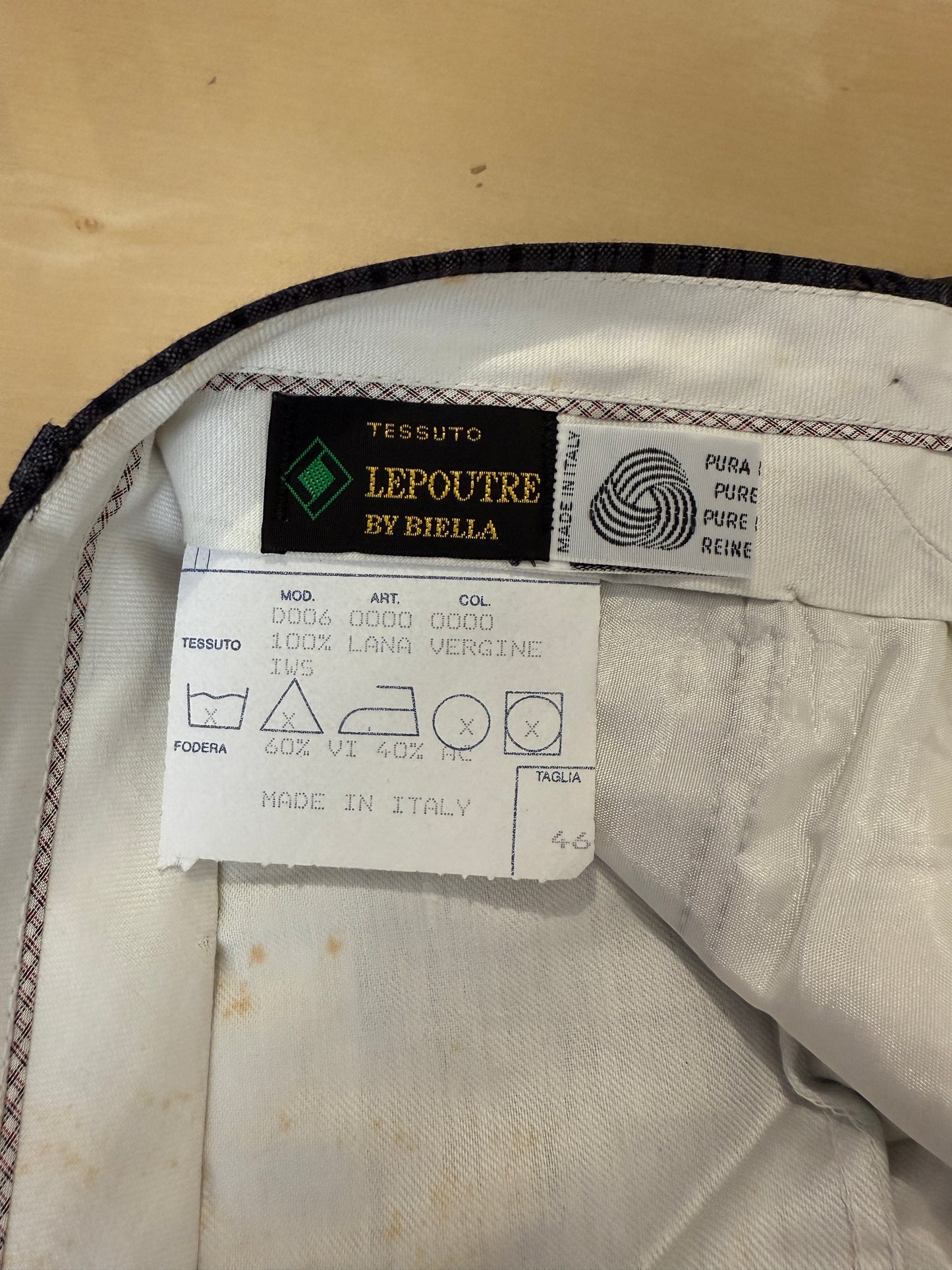 Pantalone in fresco lana anni '70/'80 a quadri blu (NOS) - tg. 46