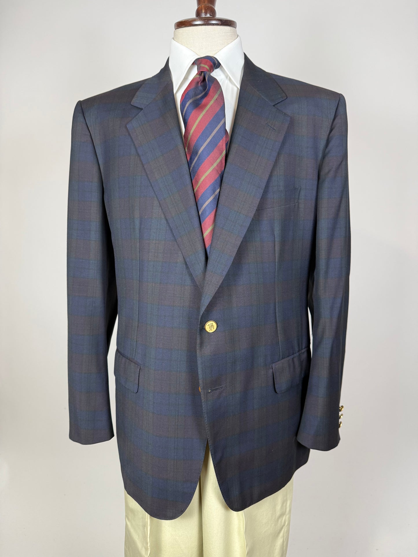 Blazer Burberrys anni '80/‘90 fresco lana tartan - tg. 54/56