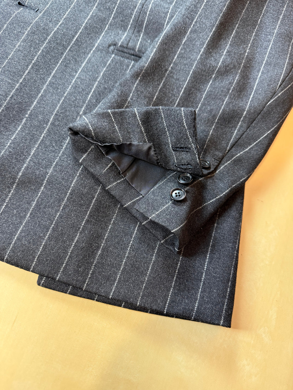 Completo gessato sartoriale in flanella lana e cashmere tessuto Loro Piana - tg. 50