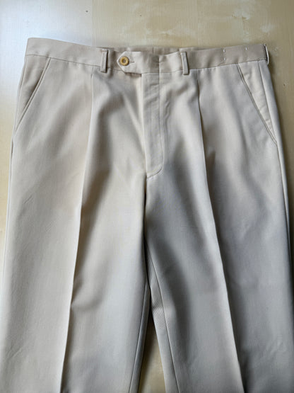 Pantaloni anni ‘70/'80 in twill di lana beige (NOS) - tg. 50