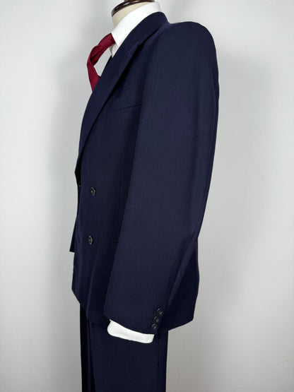 Completo doppiopetto sartoriale anni ‘40/‘50 blu spinato - tg. 46/48