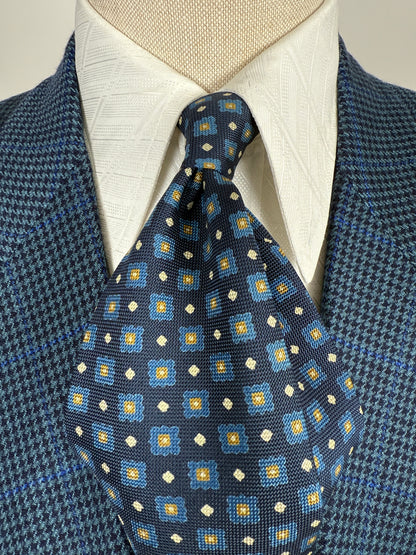 Cravatta micro fantasia blu e azzurra