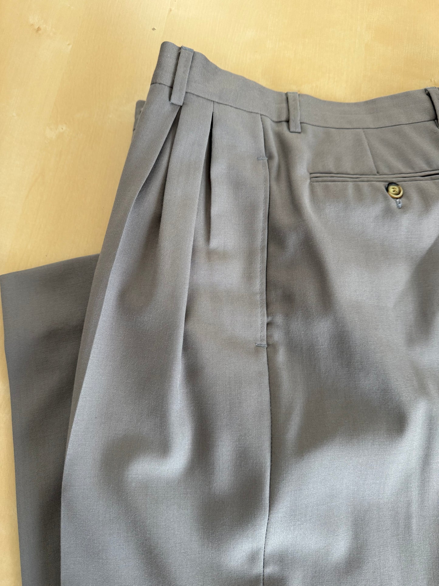 Pantaloni anni '80 fresco lana verde salvia 3 pinces - tg. 46