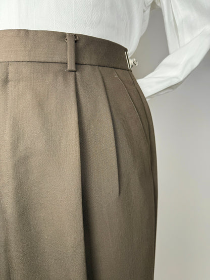 Pantaloni lana pettinata verde cachi - tg. 48
