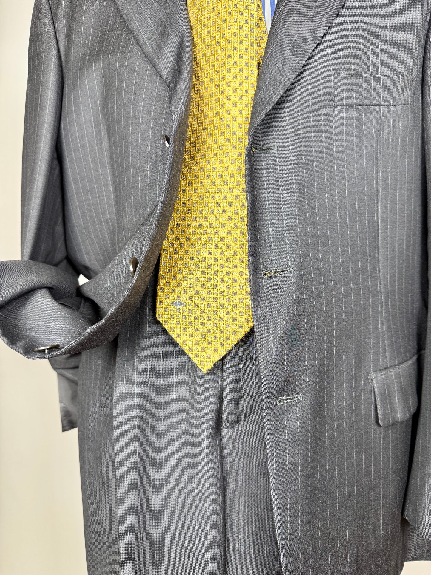 Completo Yves Saint Laurent anni ‘90 grigio gessato - tg. 54/56