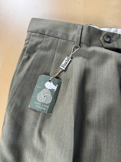 Pantaloni fresco lana verde salvia-oliva anni '80 (NOS) - tg. 50