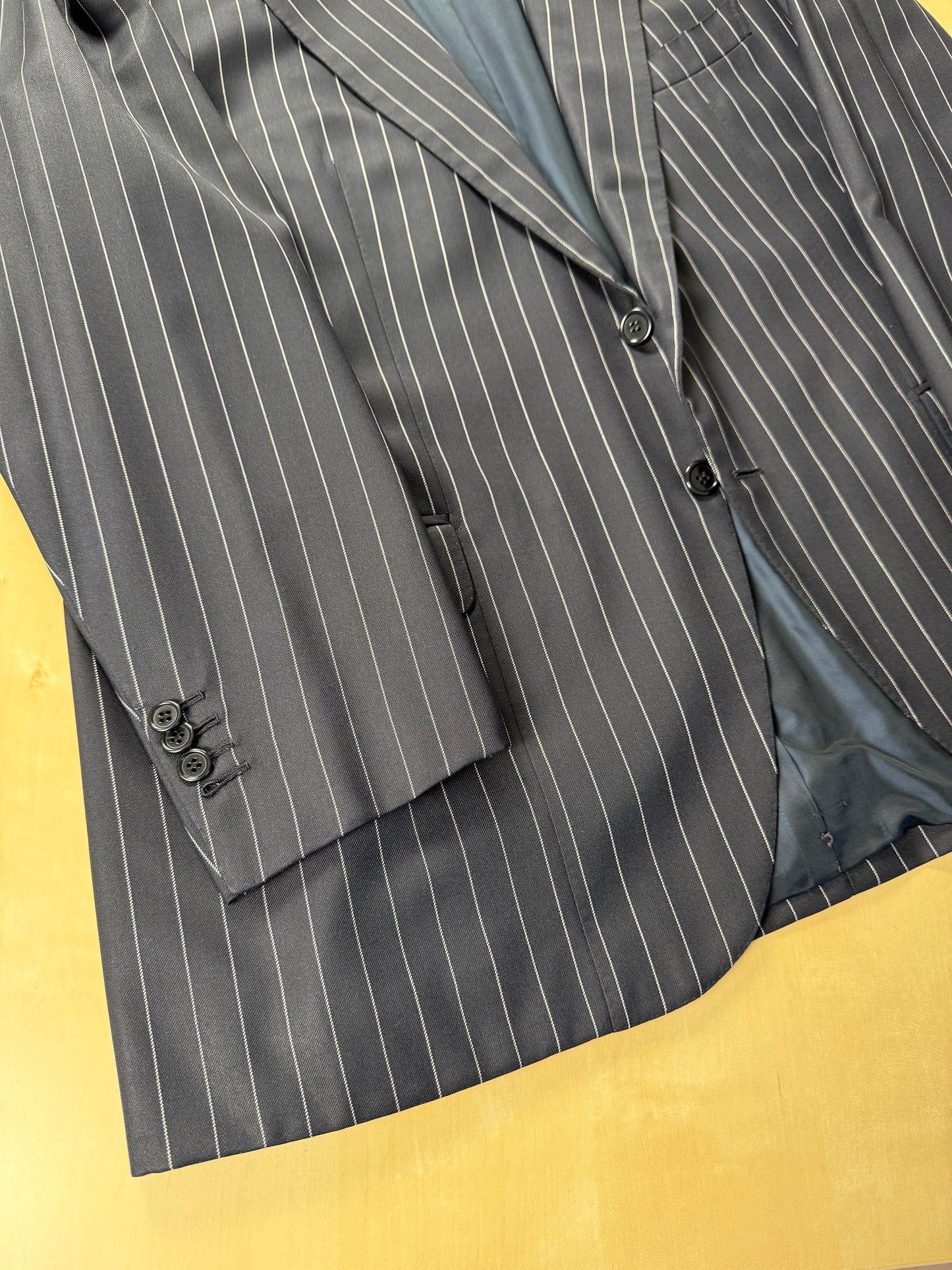 Completo sartoriale flanella pettinata blu gessato - tg. 56 drop 0-2