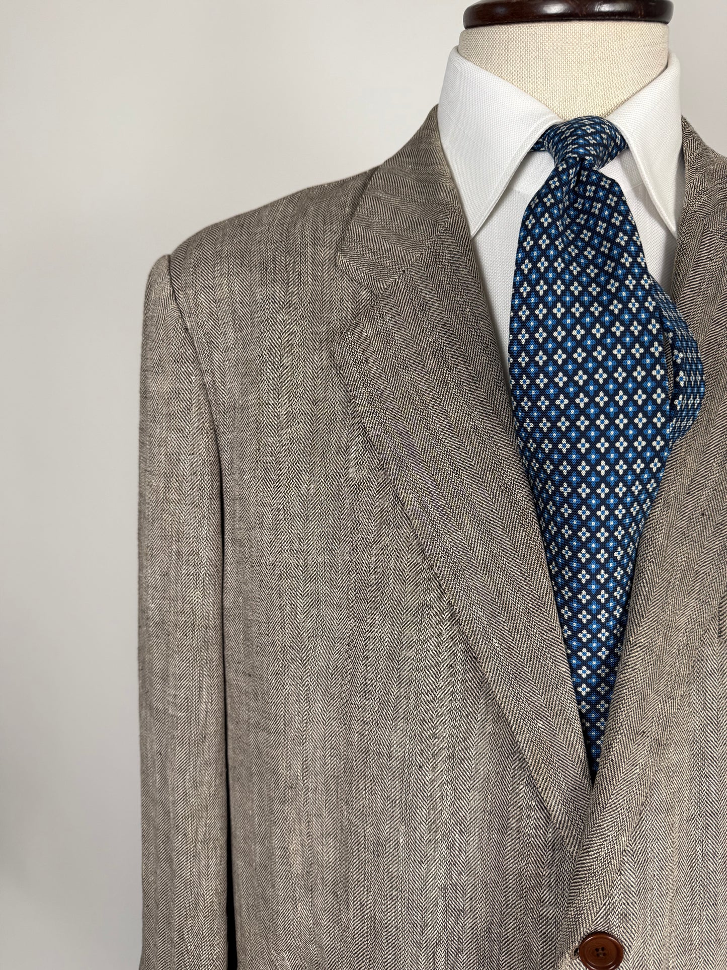 Giacca sartoriale in puro lino herringbone - tg. 60/62