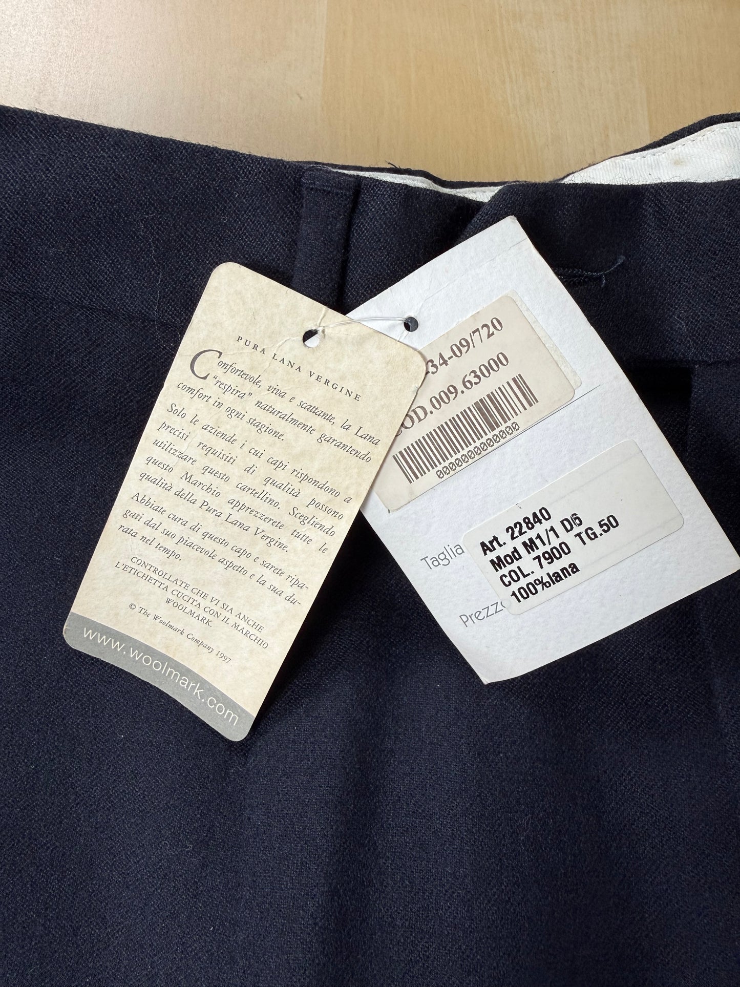 Pantaloni anni ‘90 flanella blu notte (NOS) - tg. 48/50