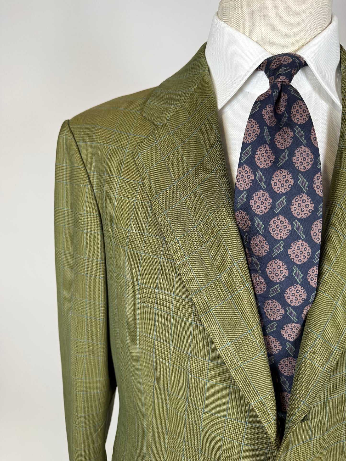 Giacca De Paz fresco lana verde glen check - tg. 52