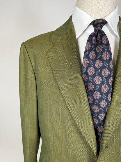 Giacca De Paz fresco lana verde glen check - tg. 52