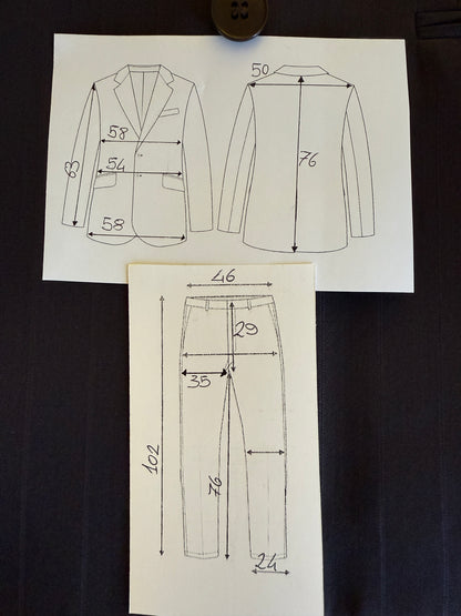 Completo doppiopetto gessato anni ‘80 marrone cacao - tg. 52