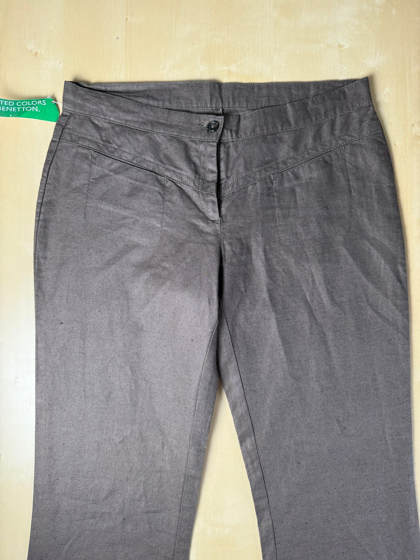 Pantalone svasato Benetton primi anni 2000 cotone e lino (nuovo) - tg. 44