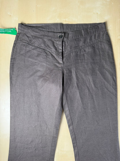Pantalone svasato Benetton primi anni 2000 cotone e lino (nuovo) - tg. 44