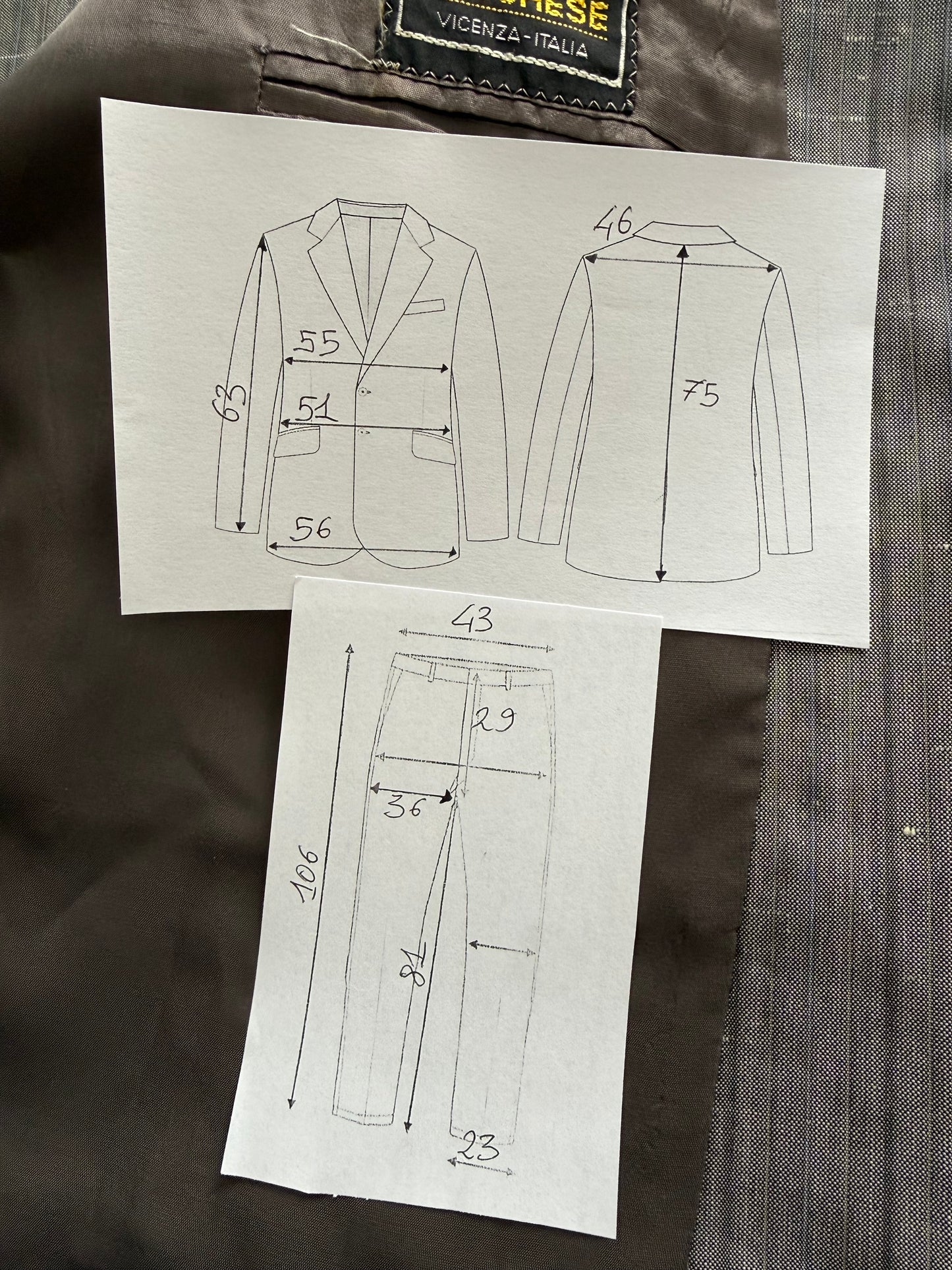 Completo doppiopetto anni ‘70/‘80 pura seta shantung - tg. 48/50