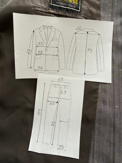 Completo doppiopetto anni ‘70/‘80 pura seta shantung - tg. 48/50
