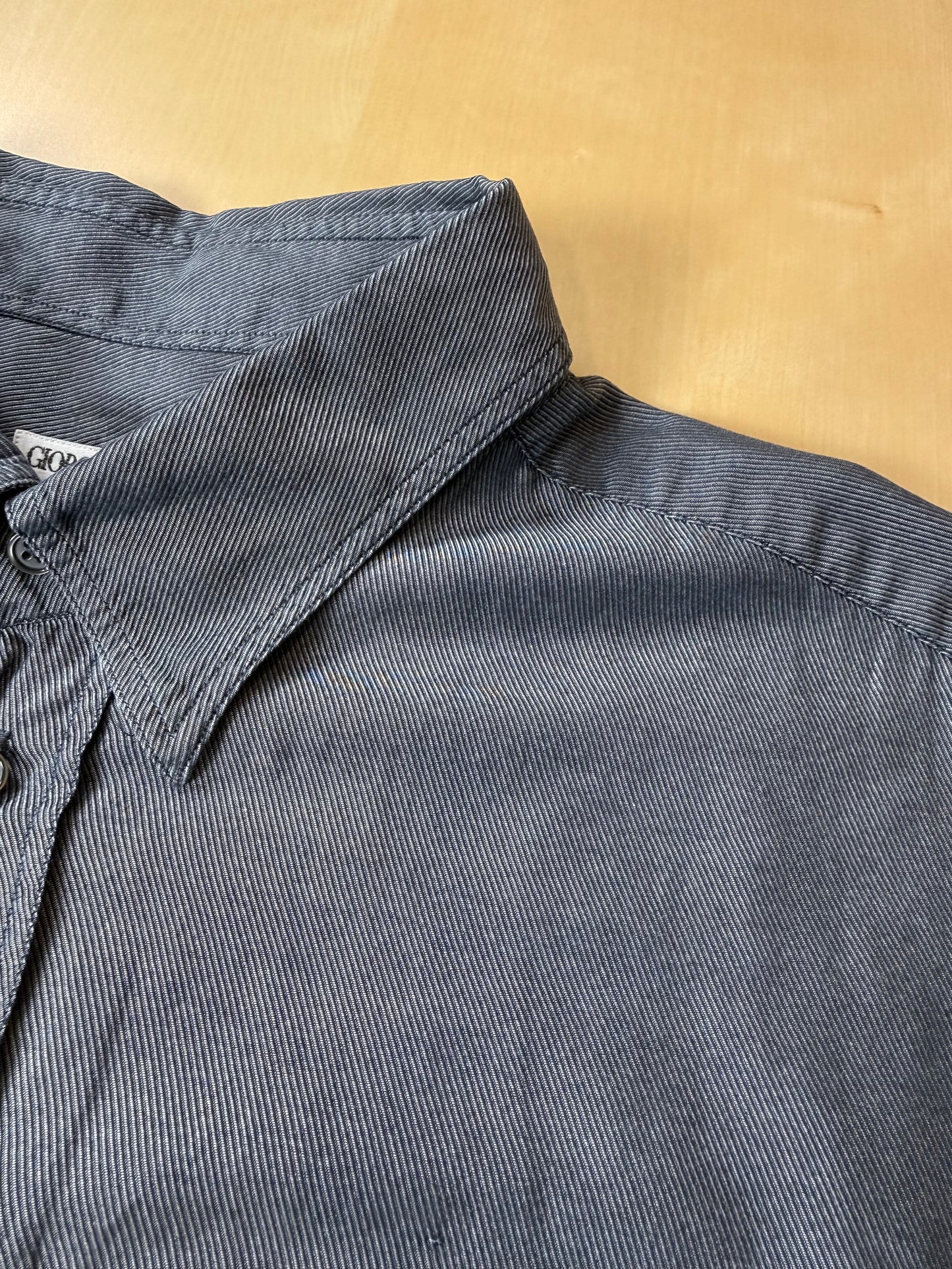 Camicia Armani Collezioni twill blu - L/XL collo 44