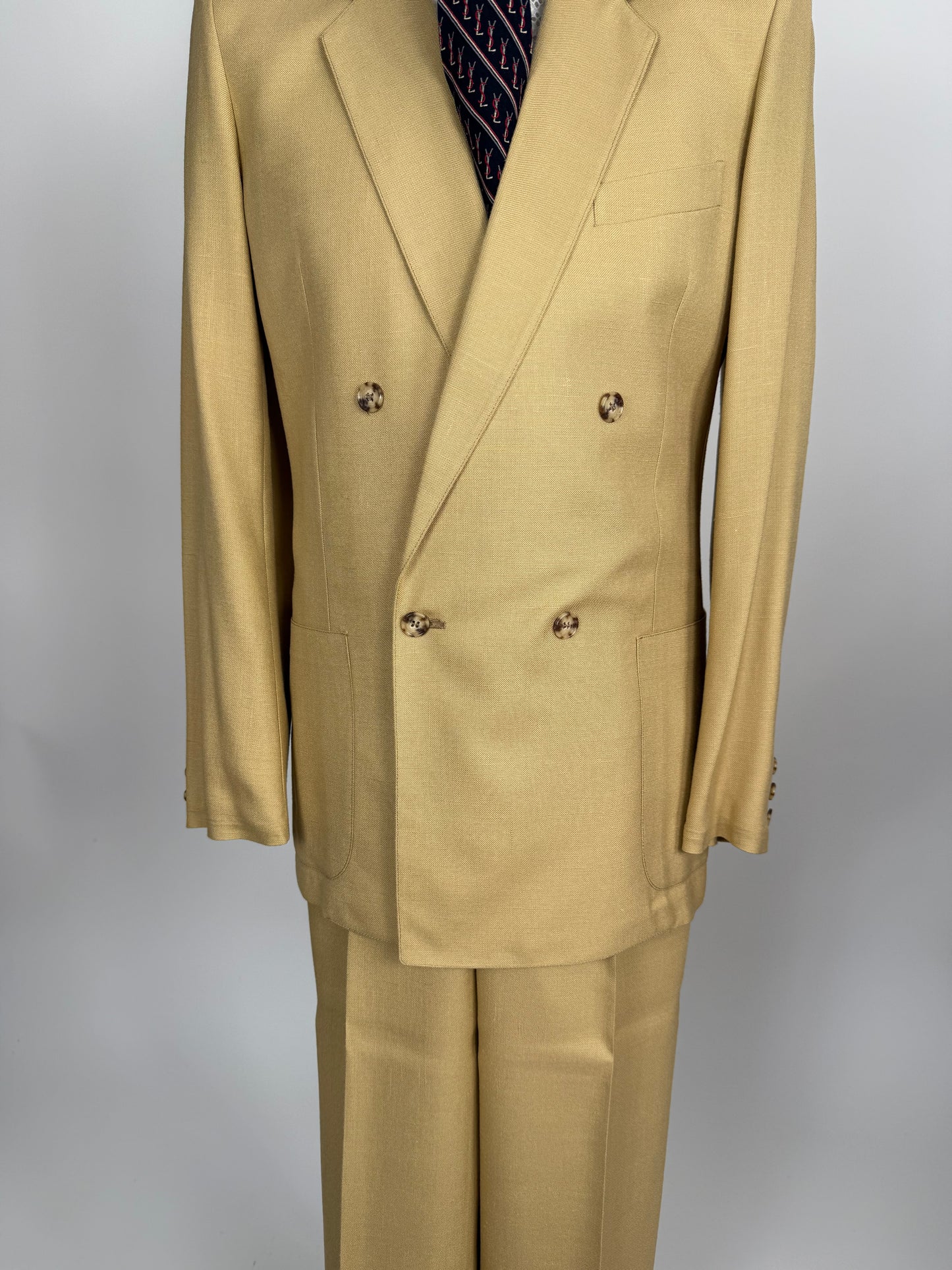 Completo doppiopetto estivo anni ‘70 in misto lino beige - tg. 44/46