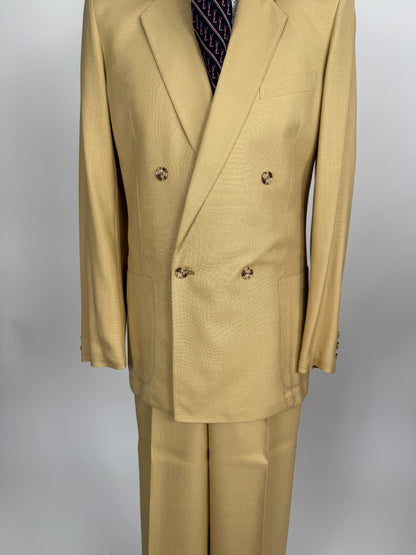 Completo doppiopetto estivo anni ‘70 in misto lino beige - tg. 44/46