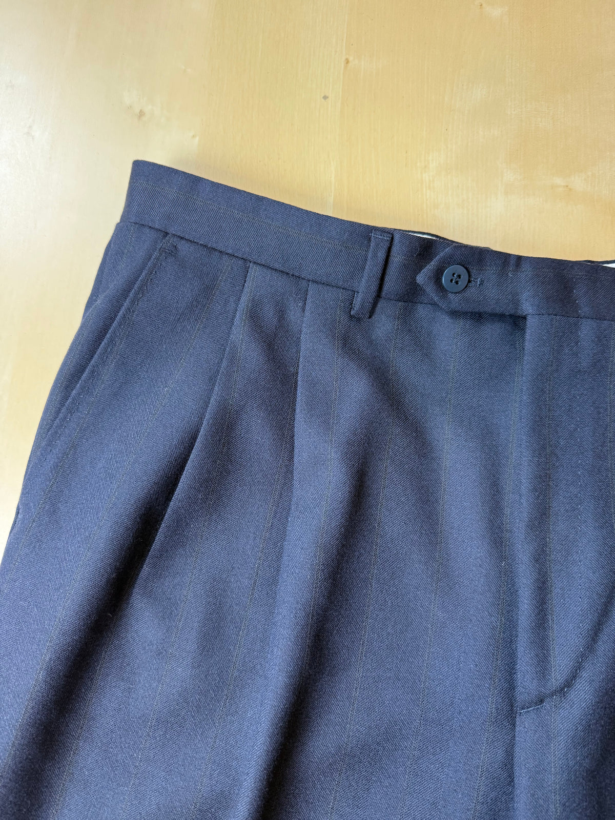 Completo doppiopetto Yves Saint Laurent anni '80 flanella blu - tg. 54/56